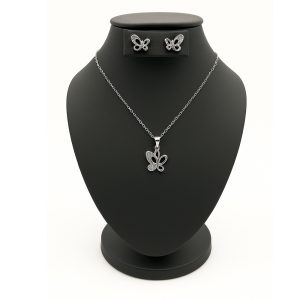 Set collar y aretes mariposa