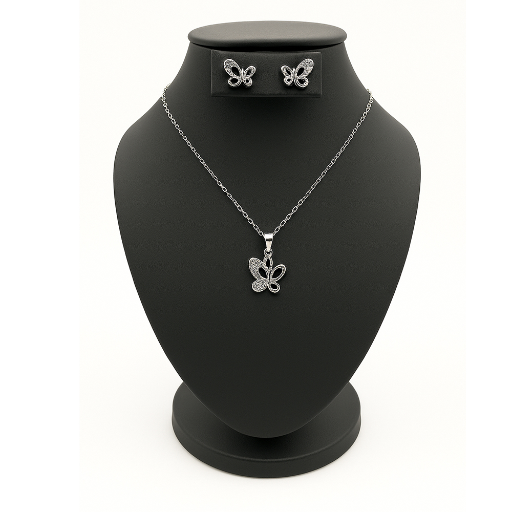 Set collar y aretes mariposa