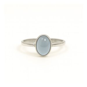 Anillo Plata Piedra Natural Calcedonia Azul