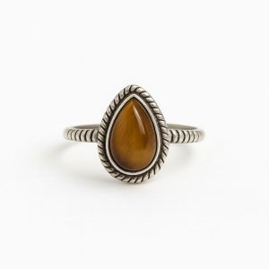 Anillo Plata Piedra Natural Gota