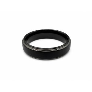 Anillo Tungsteno Negro Bordes Plateados