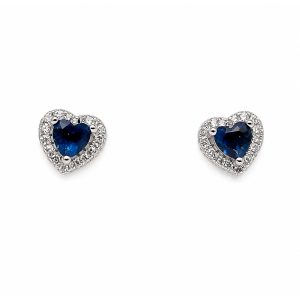 Arete Plata Zirconia Corazon Azul