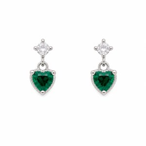 Arete Plata Corazón Colgante