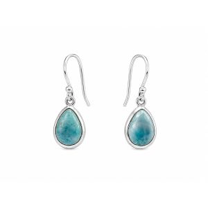 Arete Plata Natural Larimar Gota
