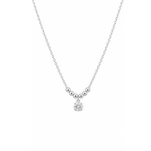 Collar Plata Zirconia Bola y Circulo