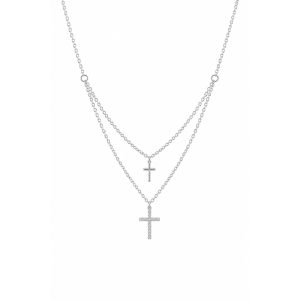Collar Plata Zirconia Cruz