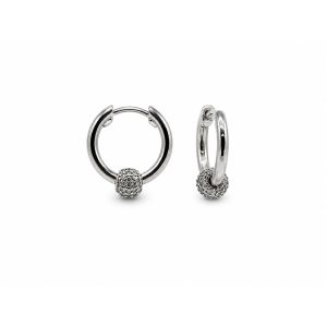 Huggie Plata Zirconia Bola