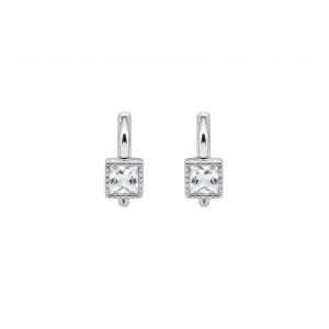 Huggies Plata Zirconia Cuadrado