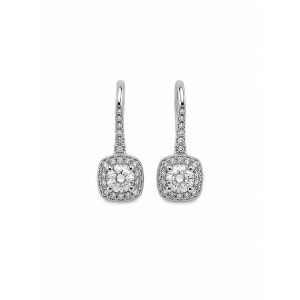 Huggie Plata Zirconia Flor