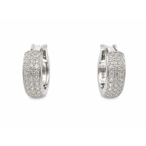 Huggie Plata Zirconia Redondos