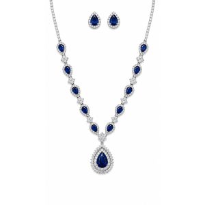 Juego Plata Collar y Aretes Zirconia