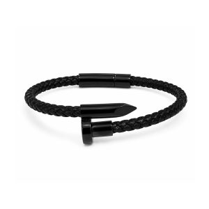 Pulsera Acero Piel Clavo