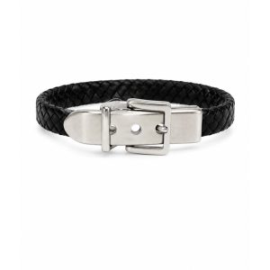 Pulsera Acero Piel Trenzado Hebilla