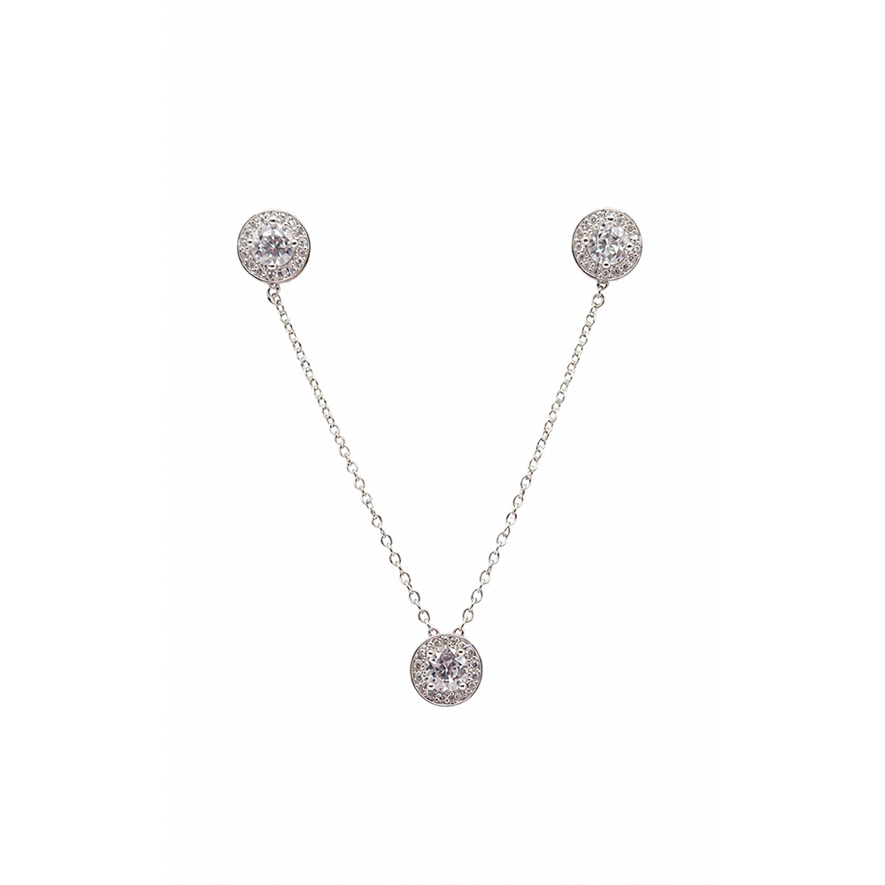 Set Arete Dije Cadena Zirconia Circulo