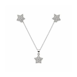 Set Arete Dije Cadena Zirconia Estrellas