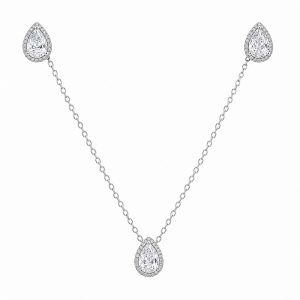 Set Arete Dije Cadena Zirconia Gota Chica