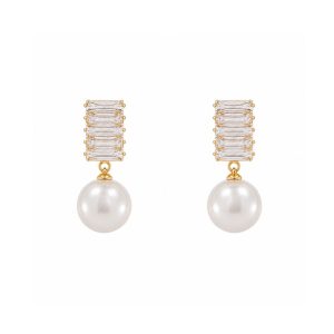 Arete Baguette Con Perla