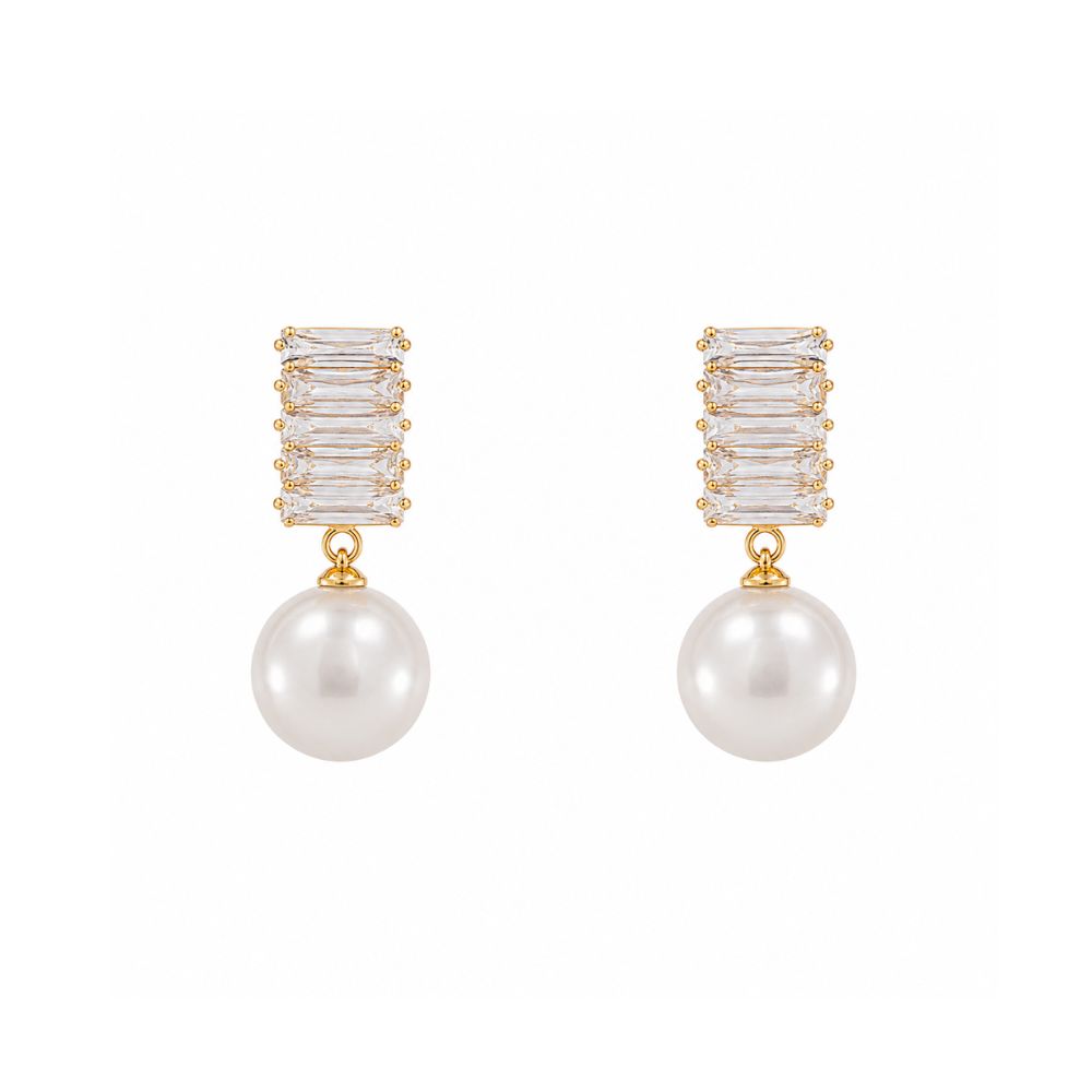 Arete Baguette Con Perla