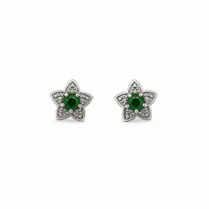 Arete Plata Zirconia Estrella Verde