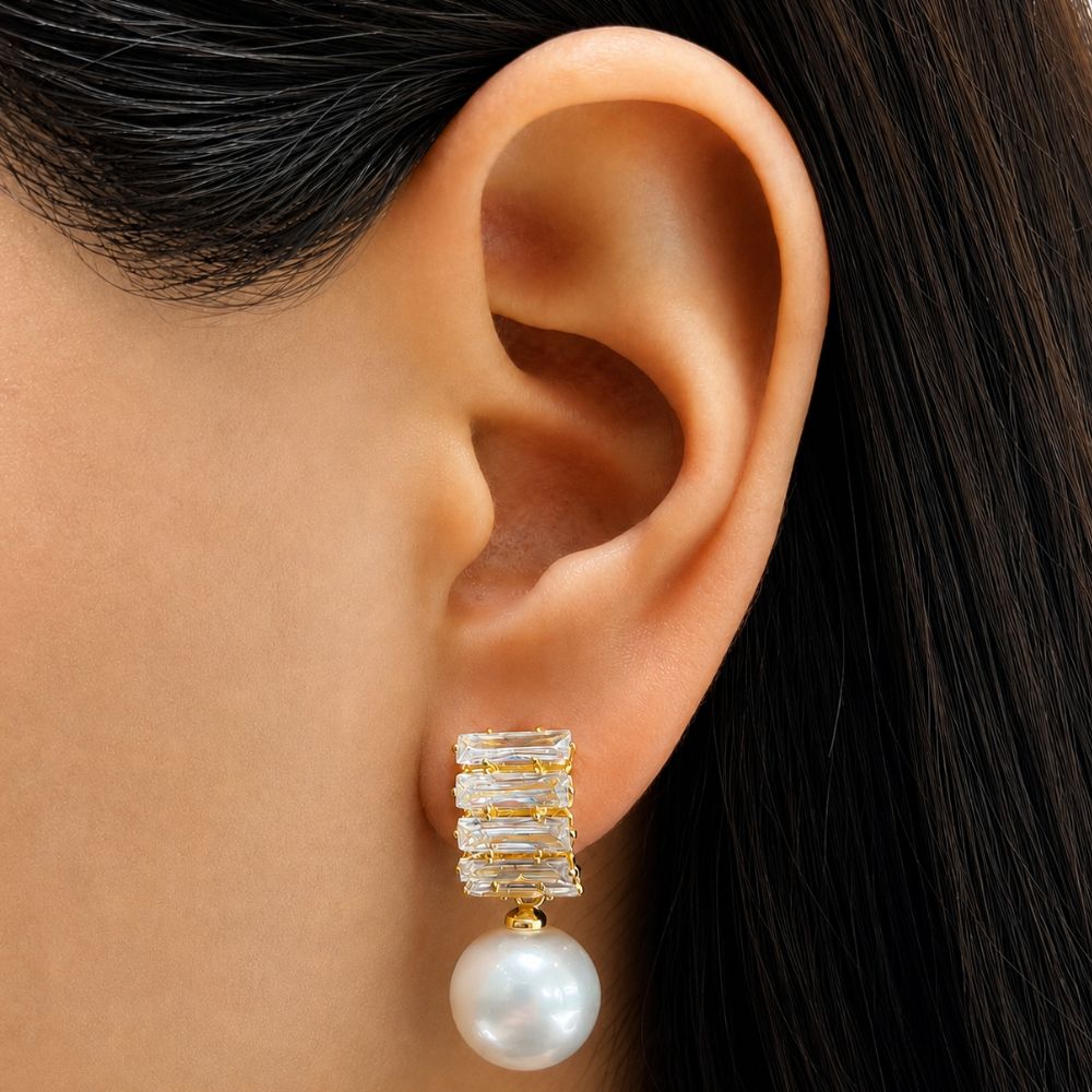 Arete Baguette Con Perla - Image 2