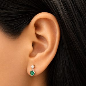 M_Arete plata coraazon colgante verde