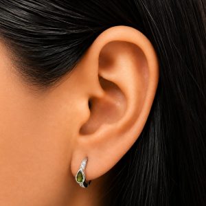 M_Huggie plata zirconia verde