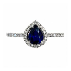 Anillo Zafiro Azul Pera
