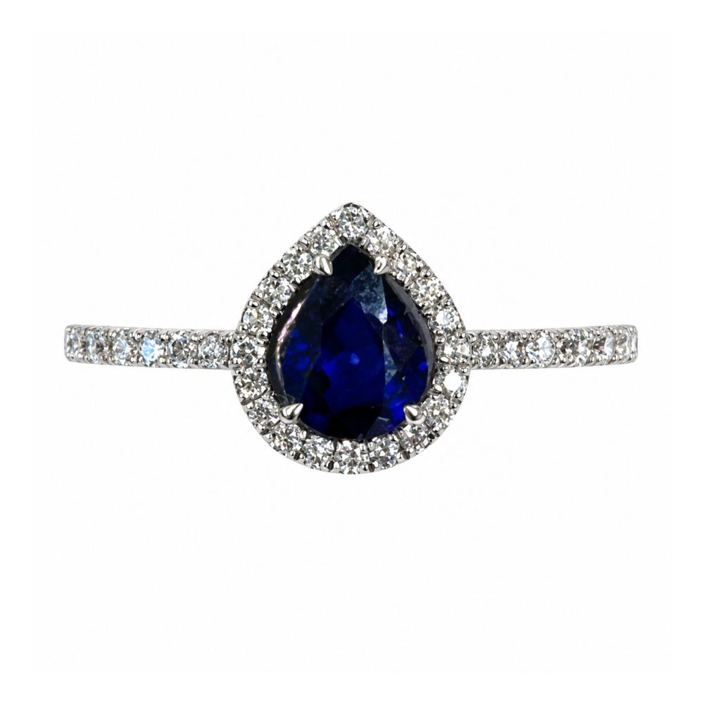 Anillo Zafiro Azul Pera