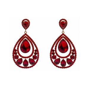 Arete Cristal Gota Rubí